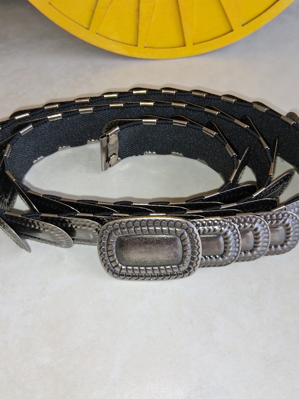 Women's Bronze Stretch Belt with Rectangular Center.